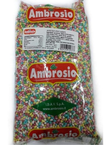 Ambrosio gemischte feine Ambrosio zum Dekorieren von Süßigkeiten - farbige gezuckerte Mandeln - 1 Kg