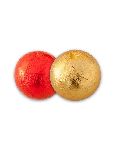 Kugelförmige goldene und rote Milchschokolade gefüllt mit Gianduja-Creme - Dulciar 1 Kg