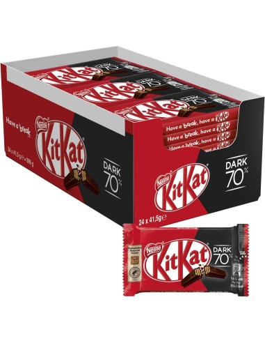 24 KitKat Nestlè Dunkle Waffel-Snacks mit 70 % Zartbitterschokolade überzogen