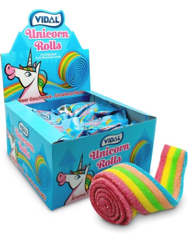 Vidal Unicorno rolls confezione di caramelle multicolore 24 x 19gr
