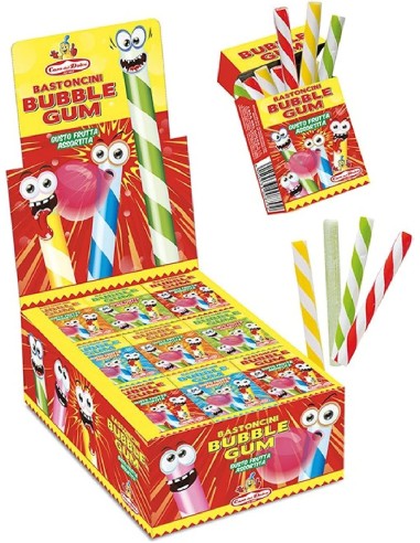 Bubble gum - Bastoncini alla Frutta da masticare - Box da 36 pezzi