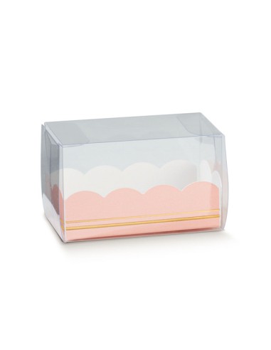 Scatola in pvc porta confetti - dolcetti o macarons 8 x 5 x 5 cm rosa