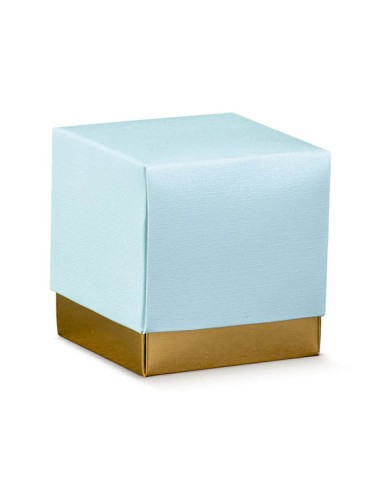 Karton mit Deckel für hellblaue Zuckermandeln 7x7x7 cm
