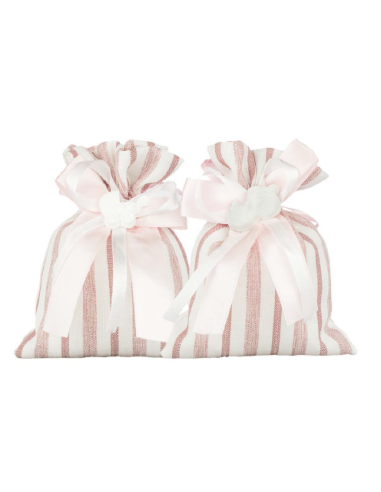 2 Sacchetti porta confetti Rosa e bianchi 10x12 cm
