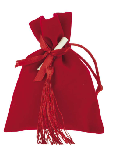 Sacchettino Portaconfetti in stoffa Rosso 9,5x11 cm Laurea