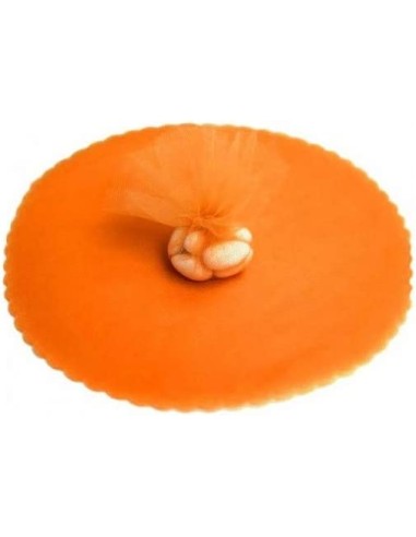50 Stück Fairy Veil Round Tüll orange cm 24 - Orange Schleier für gezuckerte Mandeln