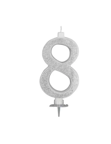 Candelina Glitterata argento numero 8...