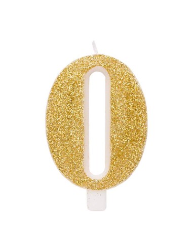 Candelina Glitterata oro numero 0 - altezza 12 cm