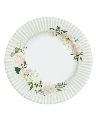 8 Teller 27 cm für Eheversprechen floral weiß