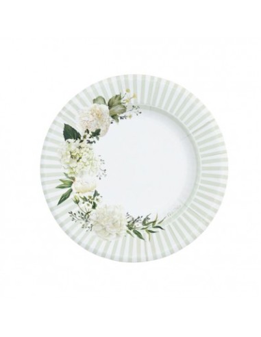 8 Teller 21 cm für Eheversprechen floral weiß