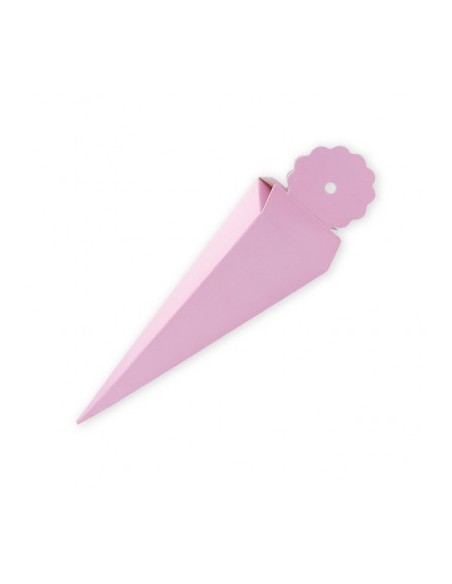 Cono Porta Riso/Confetti Rosa con chiusura a fiore - 25 pezzi