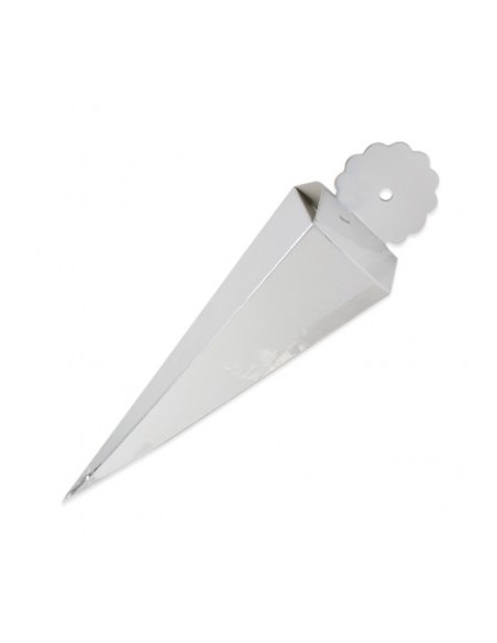 Cono Porta Riso/Confetti Argento con chiusura a fiore - 10 pezzi