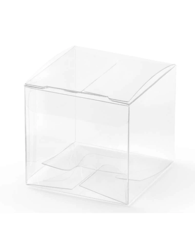 10 PVC-Schachteln für Zuckermandeln in Form eines transparenten Würfels 5x5x5 cm