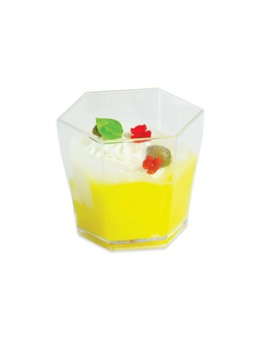 Bicchierini esagonali per Finger Food trasparenti confezioni da 12 pezzi 5,5x5,5x4,5 cm