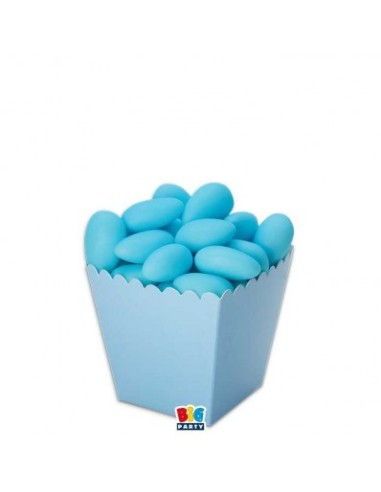 Hellblaue Süßigkeitenschachtel für Bonbons, gezuckerte Mandeln 4,5 x 5 cm - 12 Stück