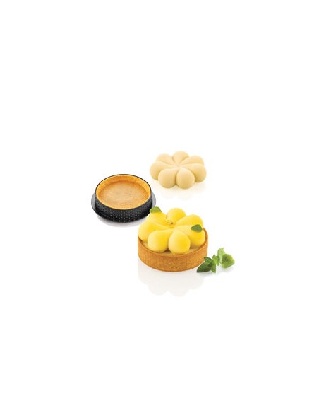 KIT TARTE RING BLOSSOM Stampo in silicone 8 impronte Ø6,7CM + 8 ANELLI Ø7CM SILIKOMART