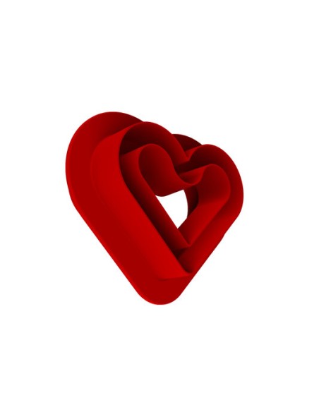Silikonform LEVEL HEARTS 35 Herz - 8 Abdrücke 80X66 H12 mm + AUSSCHNEIDER