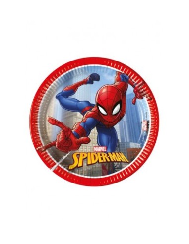 8 Piatti cm 20 per festa a tema Spiderman