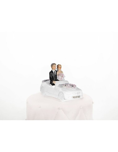 Cake Topper coppia di sposi in auto per torta matrimonio