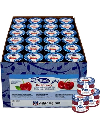 Hero Extra Red Cherry Jams – Box 72 x 28,3 g – Einzelportion im Glas