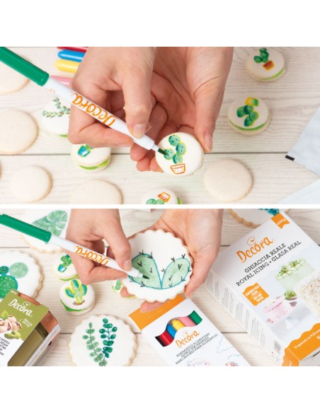 Grüner Lebensmittelmarker Decora zum Bemalen von Kuchen, Keksen und gezuckerten Mandeln