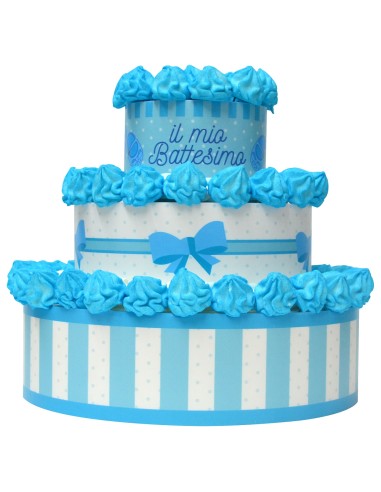 Torta espositiva con Marshmallow Battesimo Azzurro 35xh30 cm