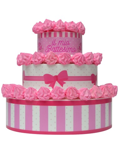 Display-Kuchen mit rosa Tauf-Marshmallow, 35 x 30 cm