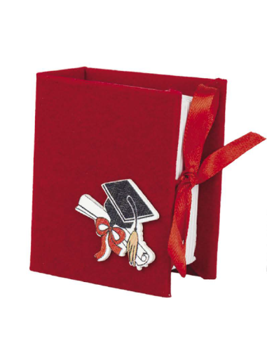 Astuccio Book porta confetti laurea rosso con tocco 6x7 cm