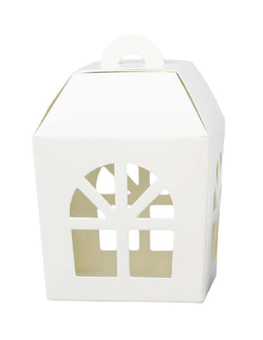 Weiße Laterne für gezuckerte Mandeln/Hochzeitsgeschenk 10x10x14 cm