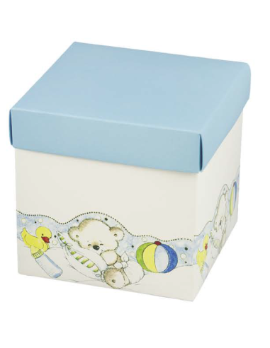 Scatolina Battesimo azzurra 8x8x8 cm...