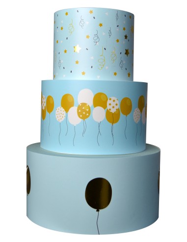 Torta tema in vinile Compleanno Azzurro/ Oro 25xh36cm