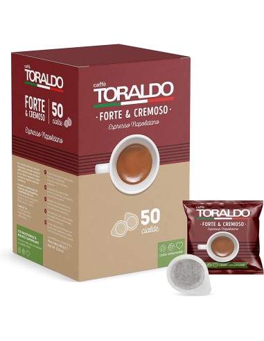 Packung mit 50 starken und cremigen Toraldo-Kaffeepads – Neapolitanischer Espresso