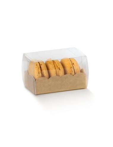 PVC-Box für gezuckerte Mandeln - Süßigkeiten oder Macarons 8 x 5 x 5 cm Natur