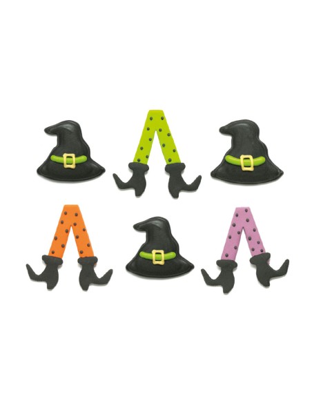 Confezione 6 Strega/Befana in zucchero per halloween - Decorazioni Dolci