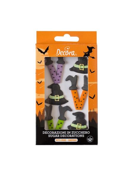 Confezione 6 Strega/Befana in zucchero per halloween - Decorazioni Dolci