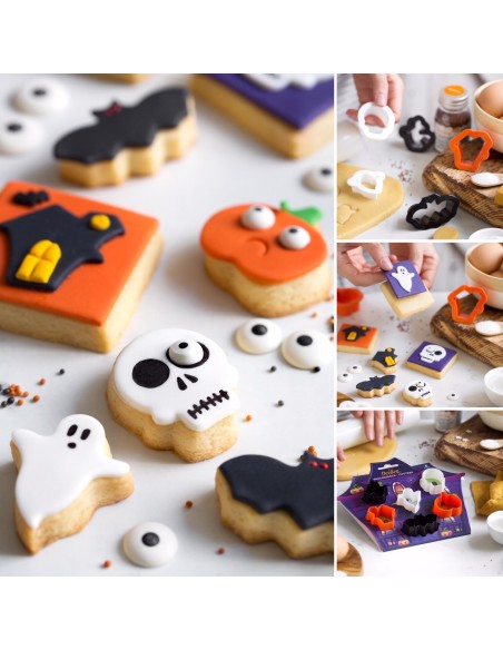 Set mit 6 Mini-Ausstechern / Keksausstechern für Halloween