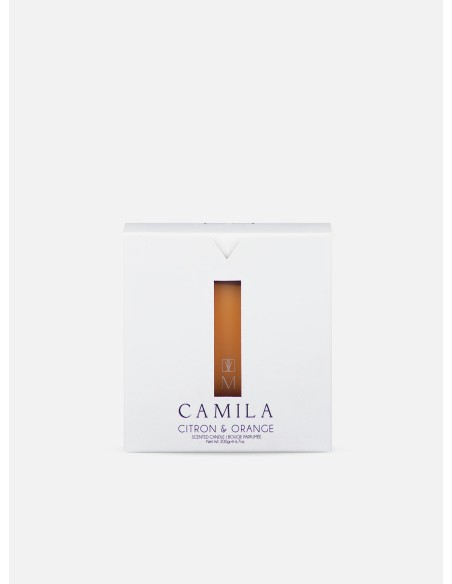 Camila-Duftkerze aus Zeder und Orange – Capri Silver