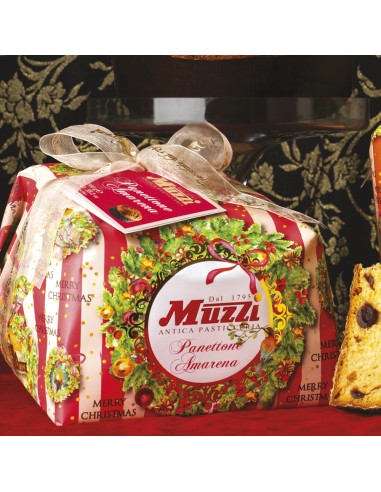 Muzzi Panettone mit Schwarzkirsche 1 kg Girlandenumhüllung
