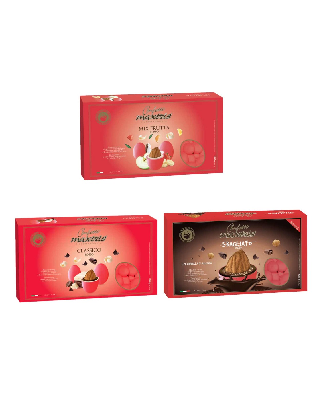 Kit risparmio 3 confezioni di confetti rossi Laurea Maxtris 3 kg