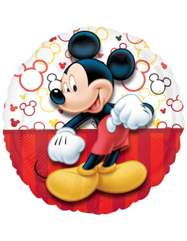 Runder Folienballon mit Mickey-Mouse-Motiv, 45 cm, Michey-Maus für Mottopartys
