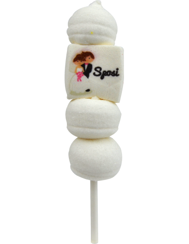 24 Mini Spiedini Marshmallow Matrimonio 22gr Personalizzati
