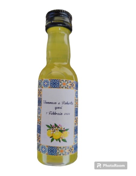 Bottiglia Limoncello Mignon etichetta personalizzata matrimonio 3 cl