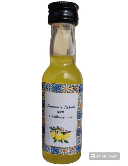Bottiglia Limoncello Mignon etichetta personalizzata matrimonio 3 cl