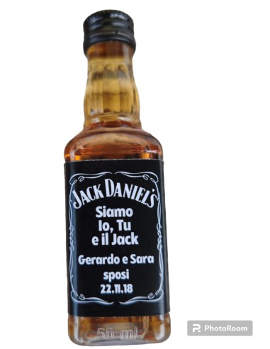 Bottiglia Jack Daniel's Whiskey Mignon etichetta personalizzata matrimonio 5 cl