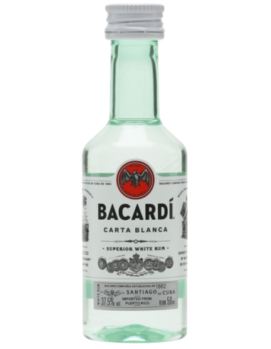 Rum Bacardi Carta Blanca Mignon Cl 5 - Bottiglina segnaposto