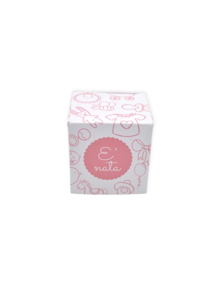 Scatola Portaconfetti nascita battesimo Bambina 5x5x5 cm