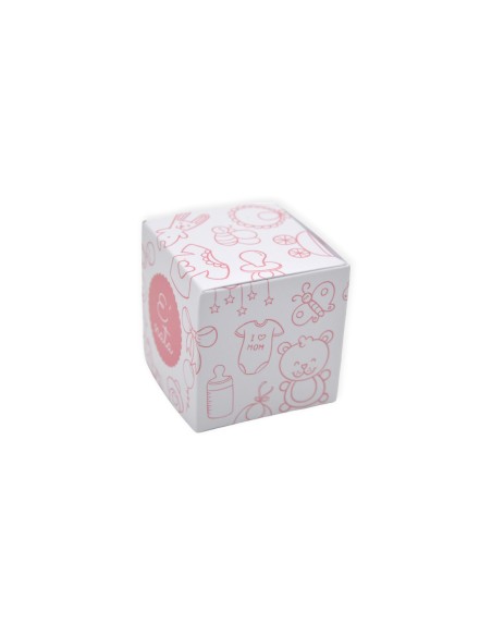 Scatola Portaconfetti nascita battesimo Bambina 5x5x5 cm