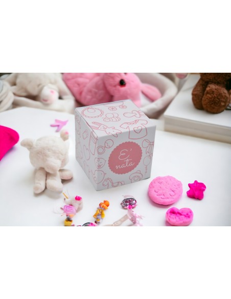 Scatola Portaconfetti nascita battesimo Bambina 5x5x5 cm