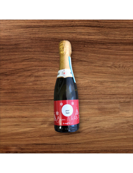Flaschen Prosecco Mini Maschio 200 ml: Anpassbares Weihnachtsetikett mit Firmenlogo