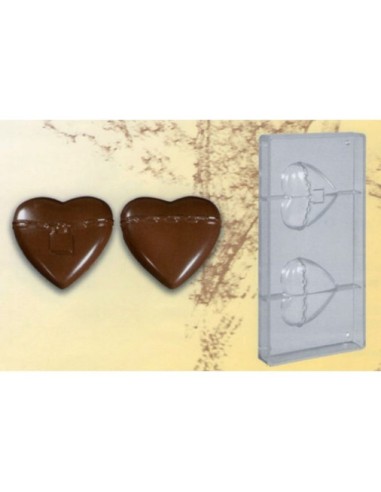 Schokoladenform Herz mit Vorhängeschloss 40gr 74x80mm